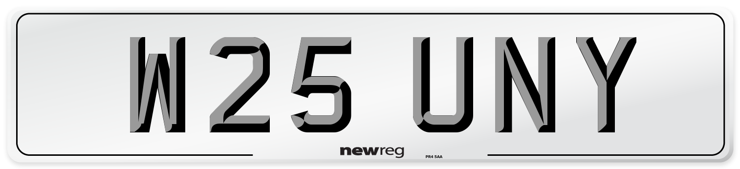 W25 UNY Number Plate from New Reg